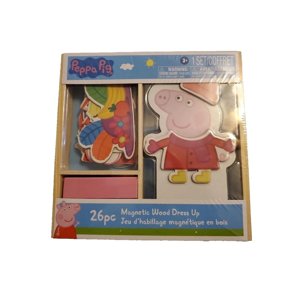 Peppa‎ Pig Wooden Magnetic Dress Up Doll 26pc Pretend Play Set NEW Sealed